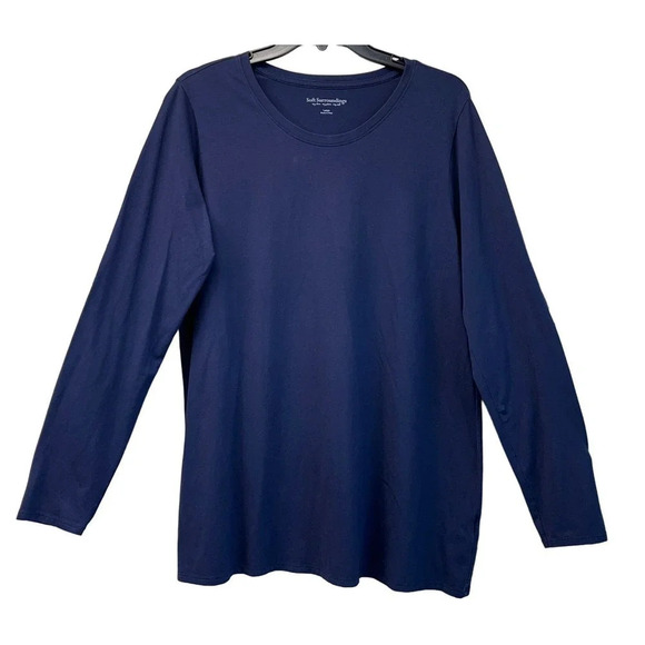 Soft Surrounding Size L Blue Navy Long Sleeves Pima Cotton Blend - Picture 1 of 8